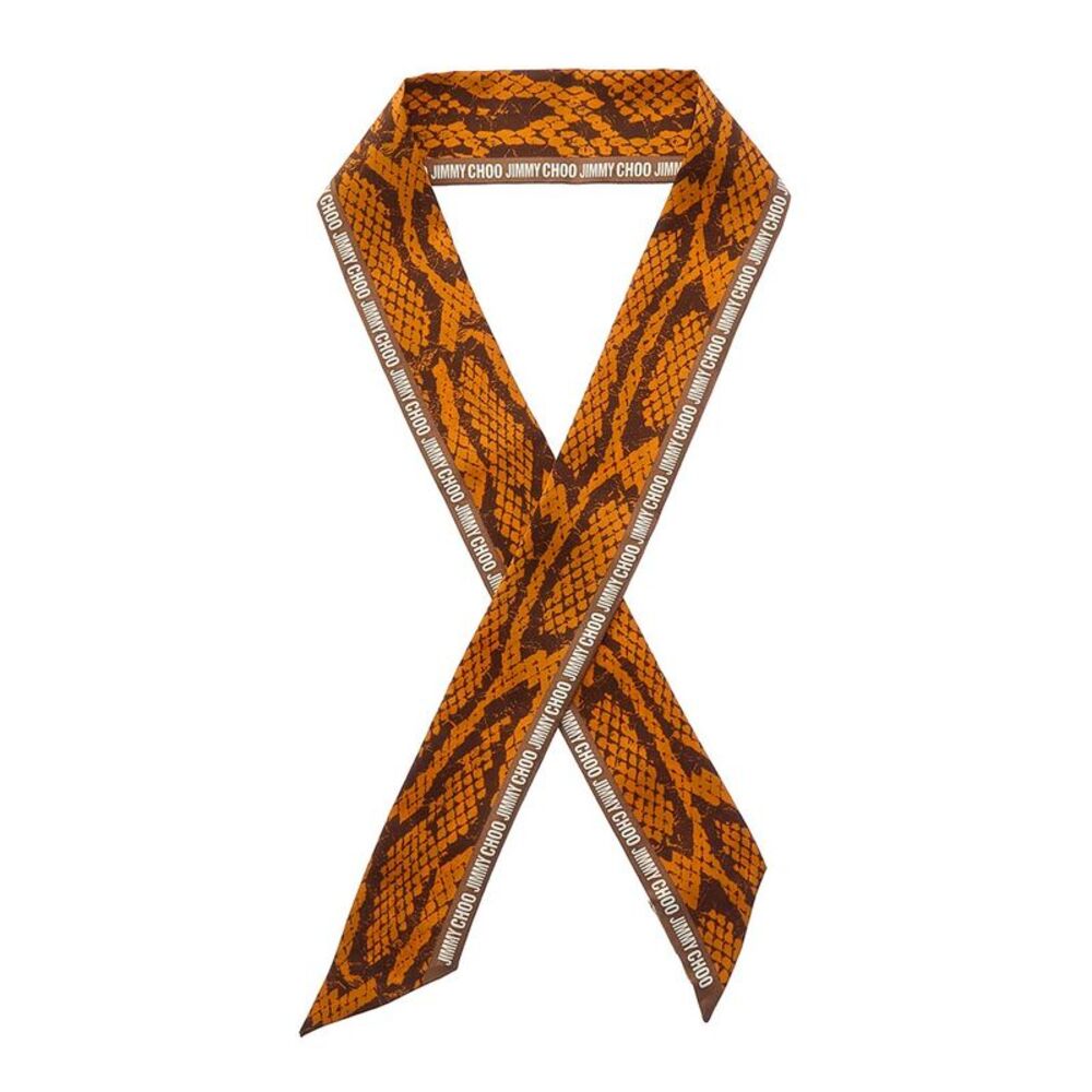 Jimmy Choo Logo Silk Scarf, Orange